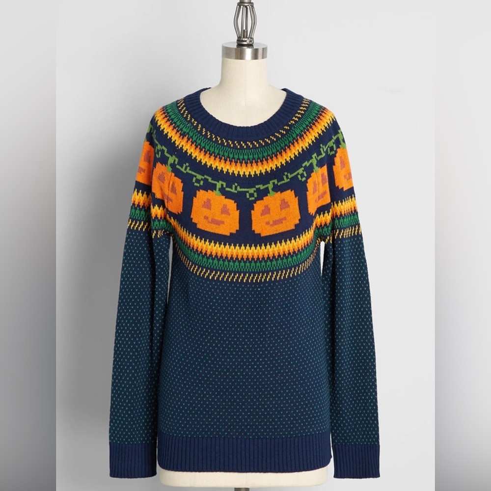 ModCloth Pumpkin Blue Sweater